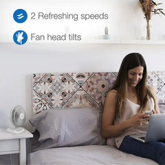 Lasko 6" Table Top Fan (2-speed, manual, white)