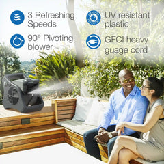 Lasko Misto® Outdoor Misting Fan (3-speed, pivoting, 9' hose, GFCI, black)
