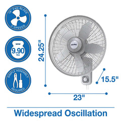 Air King 18" 1/20 HP Commercial Grade Wall Mount Fan (3-speed, manual, white)