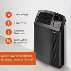 Lasko 1500W Electric Cyclonic Ceramic Room Space Heater with 8-Hour Timer, CC24920, Black