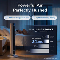 Lasko WhisperForce™ DC 40" Tower Fan (12-speed, remote, timer, air filtration, white)