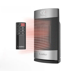 Lasko Ellipse 12" Table Top Heater (remote, timer, thermostat, tip-over switch, child lock, silver)