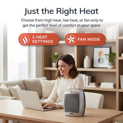 Lasko 9" Ceramic Table Top Heater (2 heat settings, manual, thermostat, silver)
