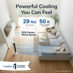 Lasko WhisperForce™ DC 36" Tower Fan (12-speed, remote, timer, air filtration, white)