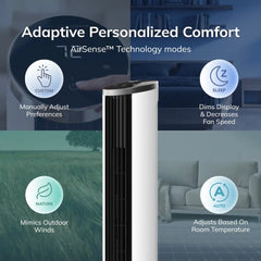 Lasko WhisperForce™ DC 42" Tower Fan (12-speed, remote, white)