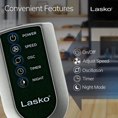 Lasko Xtra Air 48" Tower Fan (4-speed, remote, timer, gray)