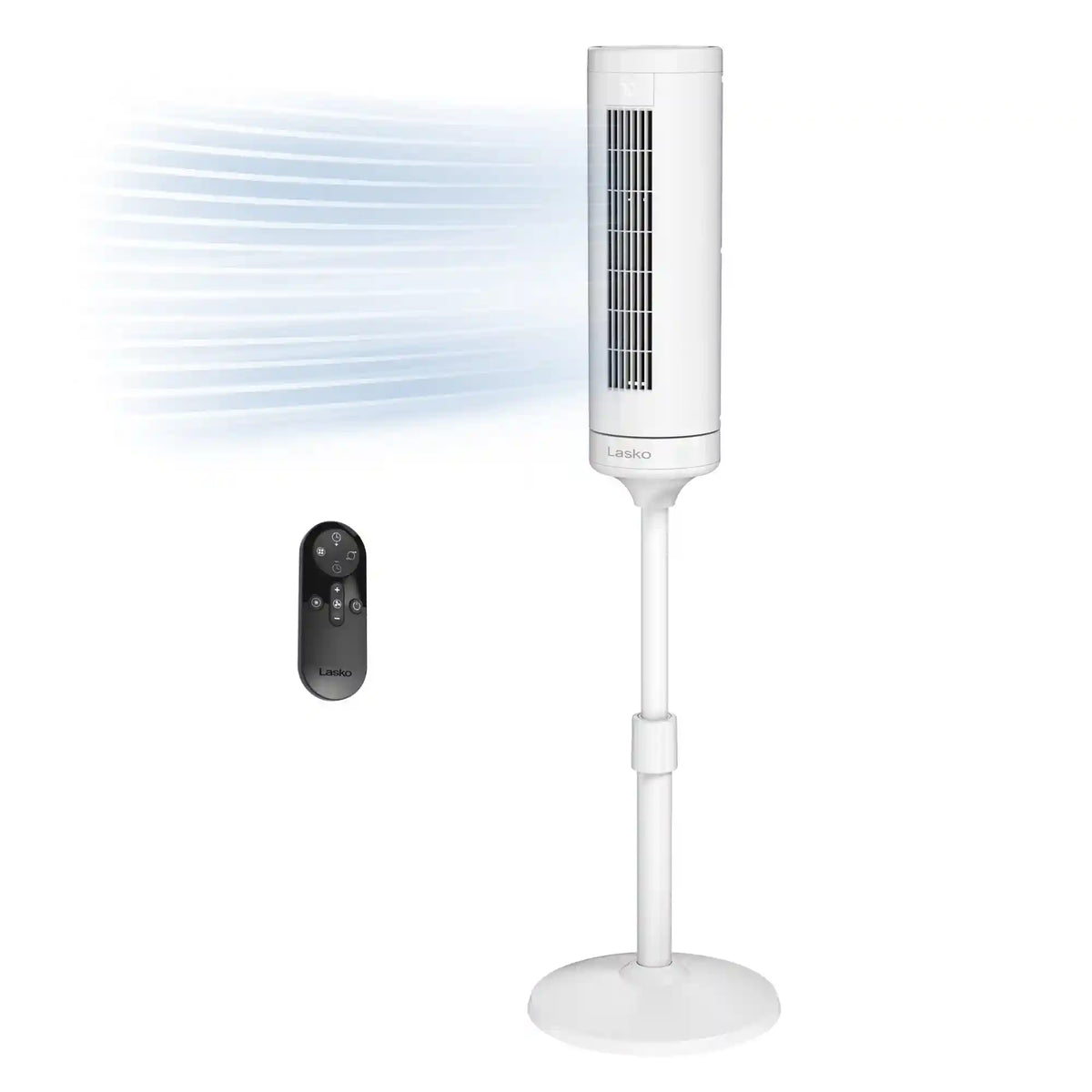 Lasko RTF WhisperForce™ DC 54" Pedestal Tower Fan (8-speed, remote, timer, white)