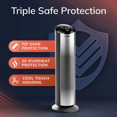 Lasko Elite 22" Tower Heater (3 heat settings, remote, timer, tip-over switch, child lock, black)