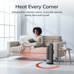 Lasko 1500W Digital Ceramic Space Heater with Remote, 755320, Silver