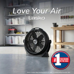 Lasko Wind Machine® 20" Air Circulator Floor Fan (3-speed, manual, 360° airflow, black)