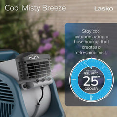 Lasko Misto® Outdoor Misting Fan (3-speed, pivoting, 9' hose, GFCI, blue)