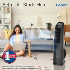 Lasko High Velocity 35" Tower Fan (3-speed, remote, timer, black)